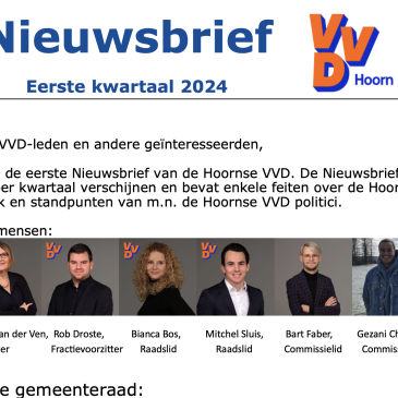 Nieuwsbrief VVD Hoorn kwartaal 1 ’24